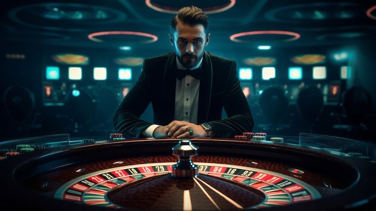 Antarmuka aplikasi slotraja777 menampilkan live dealer blackjack dengan studio multi-kamera dan kontrol navigasi di bagian bawah